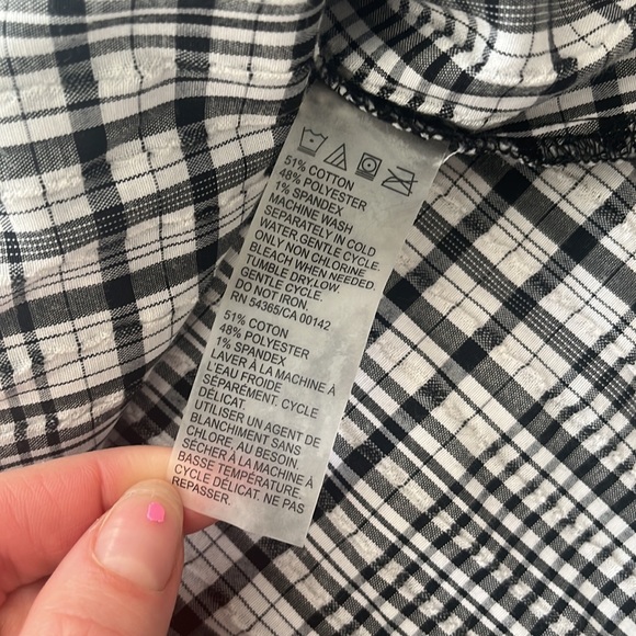 Alia Women's Button-down Shirt size 16, black, white, cotton, polyester - Picture 6 of 7